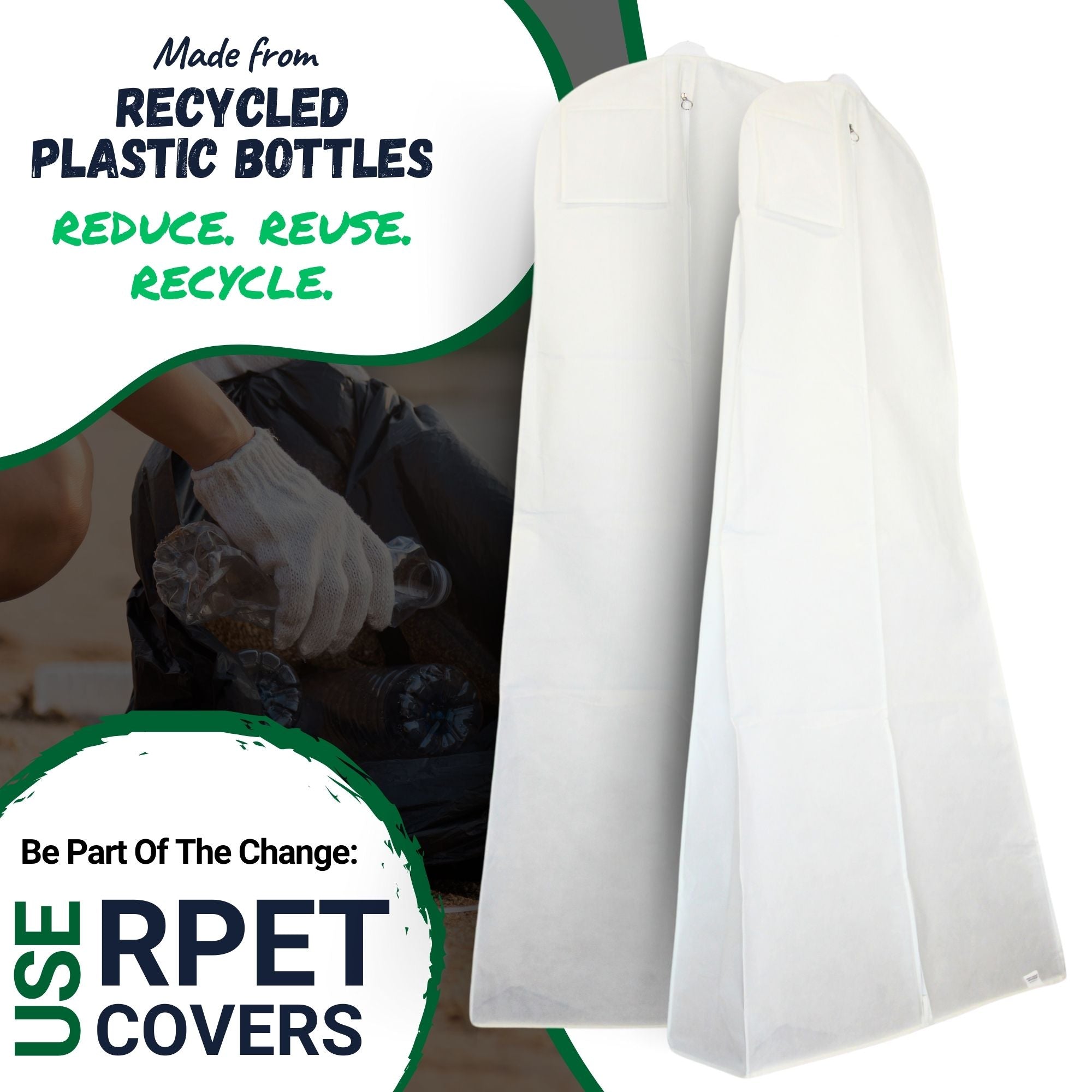 Eco-Friendly Bridal Dress Cover | 22" x 32" x 72" | Sustainable Garment Bag for Wedding Gowns & Formal Wear | Durable, Breathable Protection | Recycled Materials